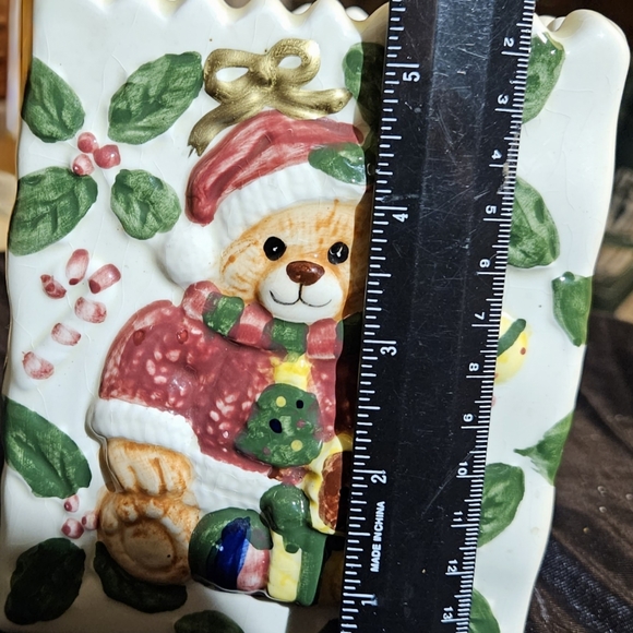 Vintage Christmas Santa Teddy Bear Hanging Basket or hanging Planter.  Usd. - Picture 4 of 4